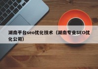 湖南平台seo优化技术（湖南专业SEO优化公司）